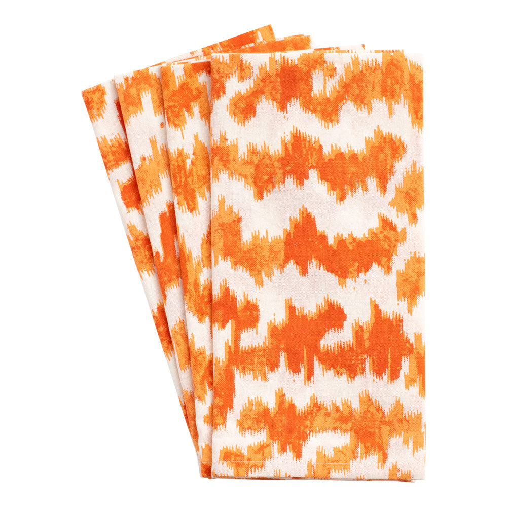 Modern Moiré Cloth Dinner Napkins in Orange, Set of 4