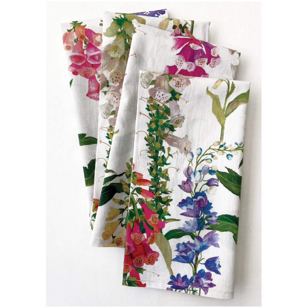 Foxgloves Cotton Dinner Napkins, Set of 4