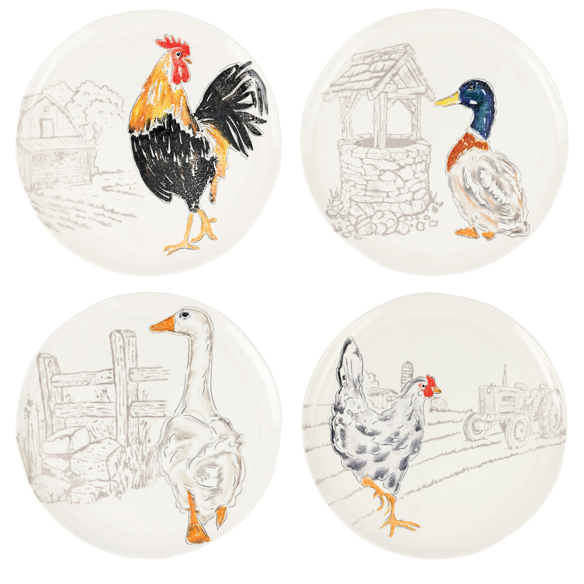 Fattoria Assorted Dinner Plates, Set of 4