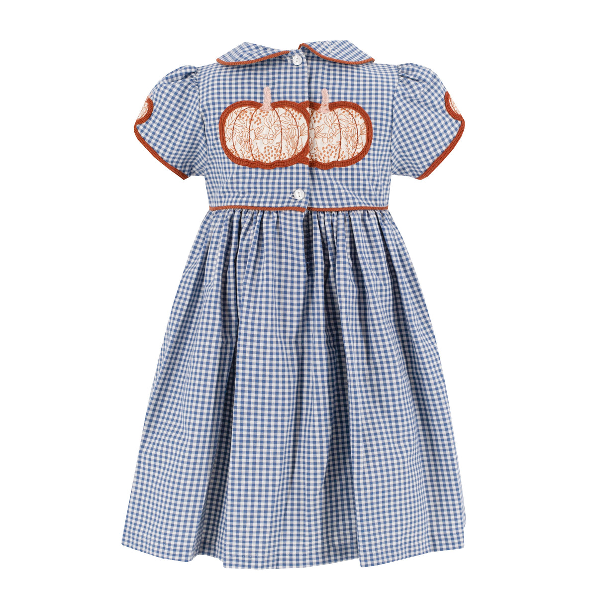 Sarita Girl Dress in Classic Gingham Pumpkin