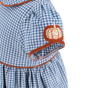 Sarita Girl Dress in Classic Gingham Pumpkin