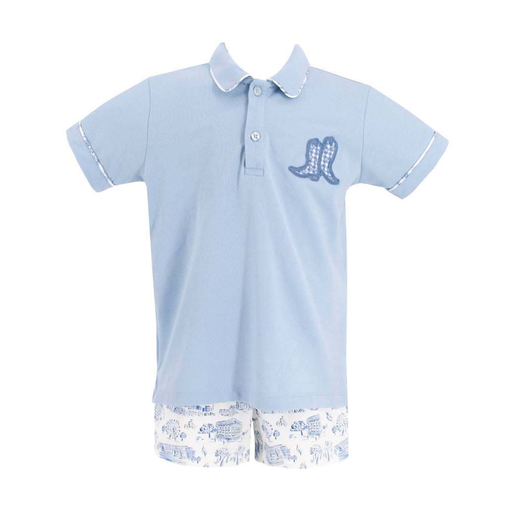Fields Boy Polo Set in Dallas Print
