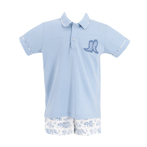 Fields Boy Polo Set in Dallas Print