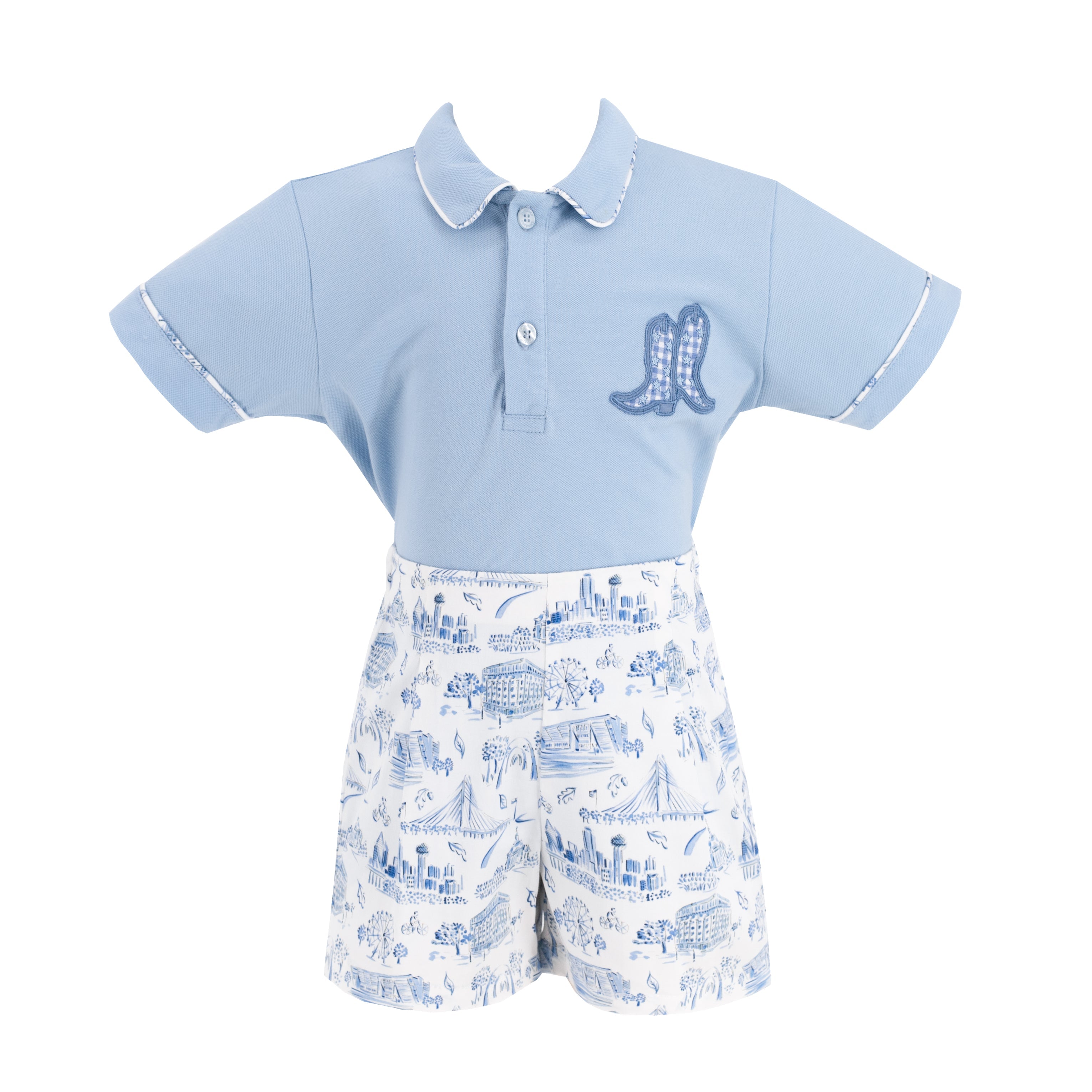 Fields Boy Polo Set in Dallas Print