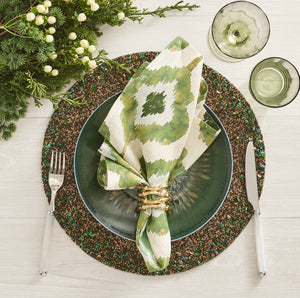 Watercolor Ikat Napkin in Olive, Set of 4