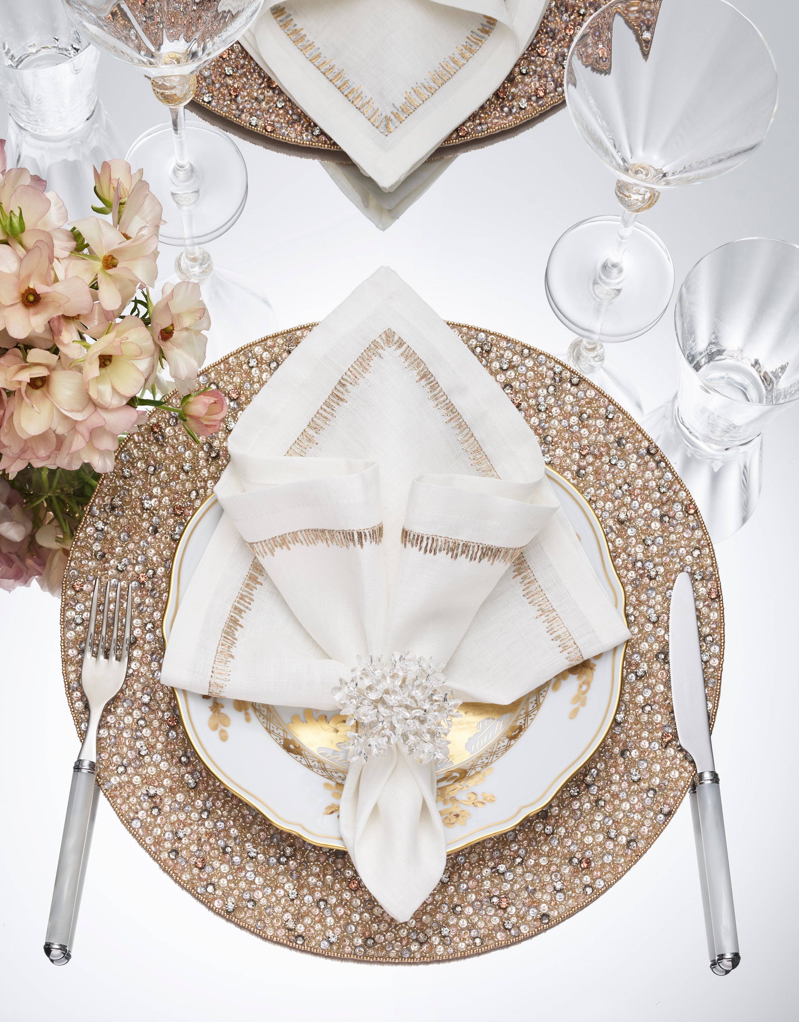 Rapture Placemat in Champagne & Crystal, Set of 2