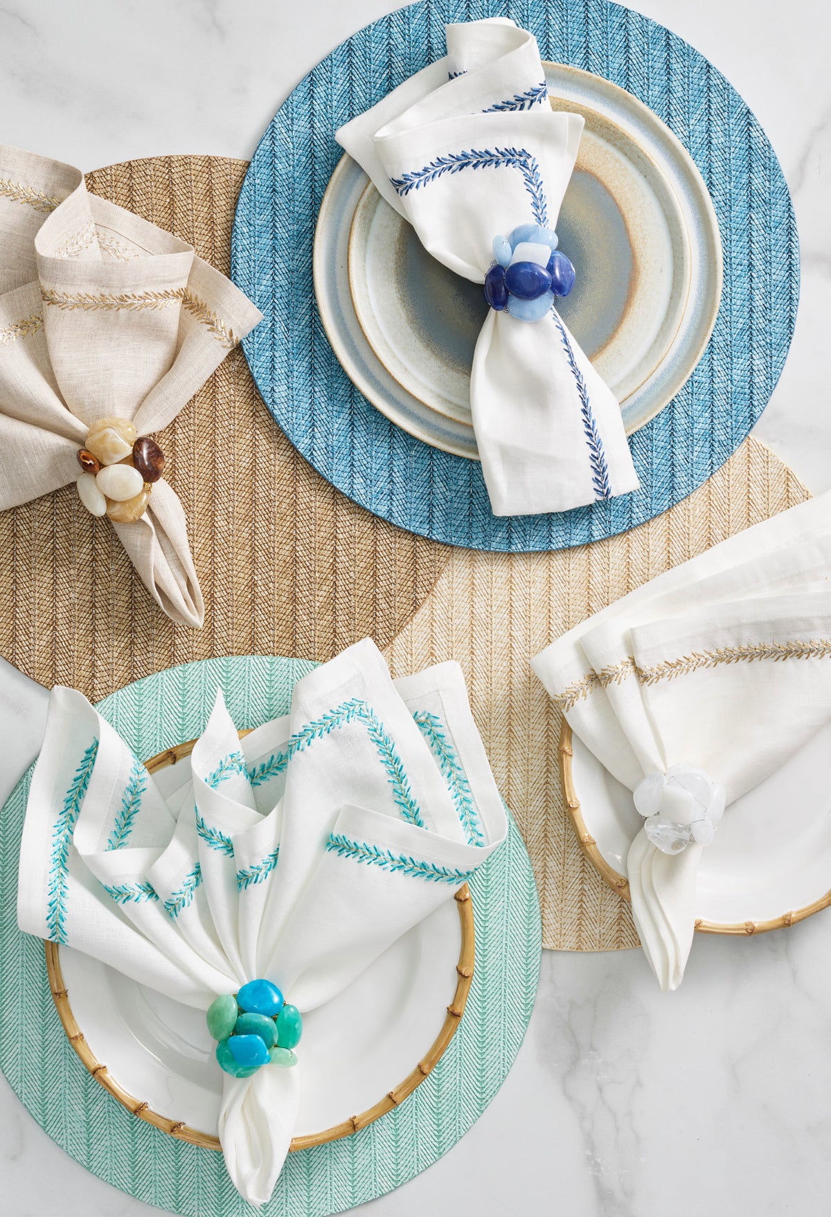 Herringbone Placemats in Tan, Set of 4