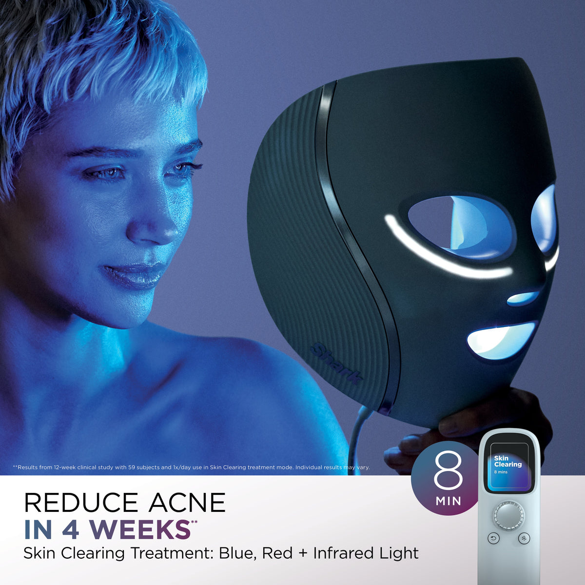 Shark CryoGlow LED Face Mask, Blue Frost