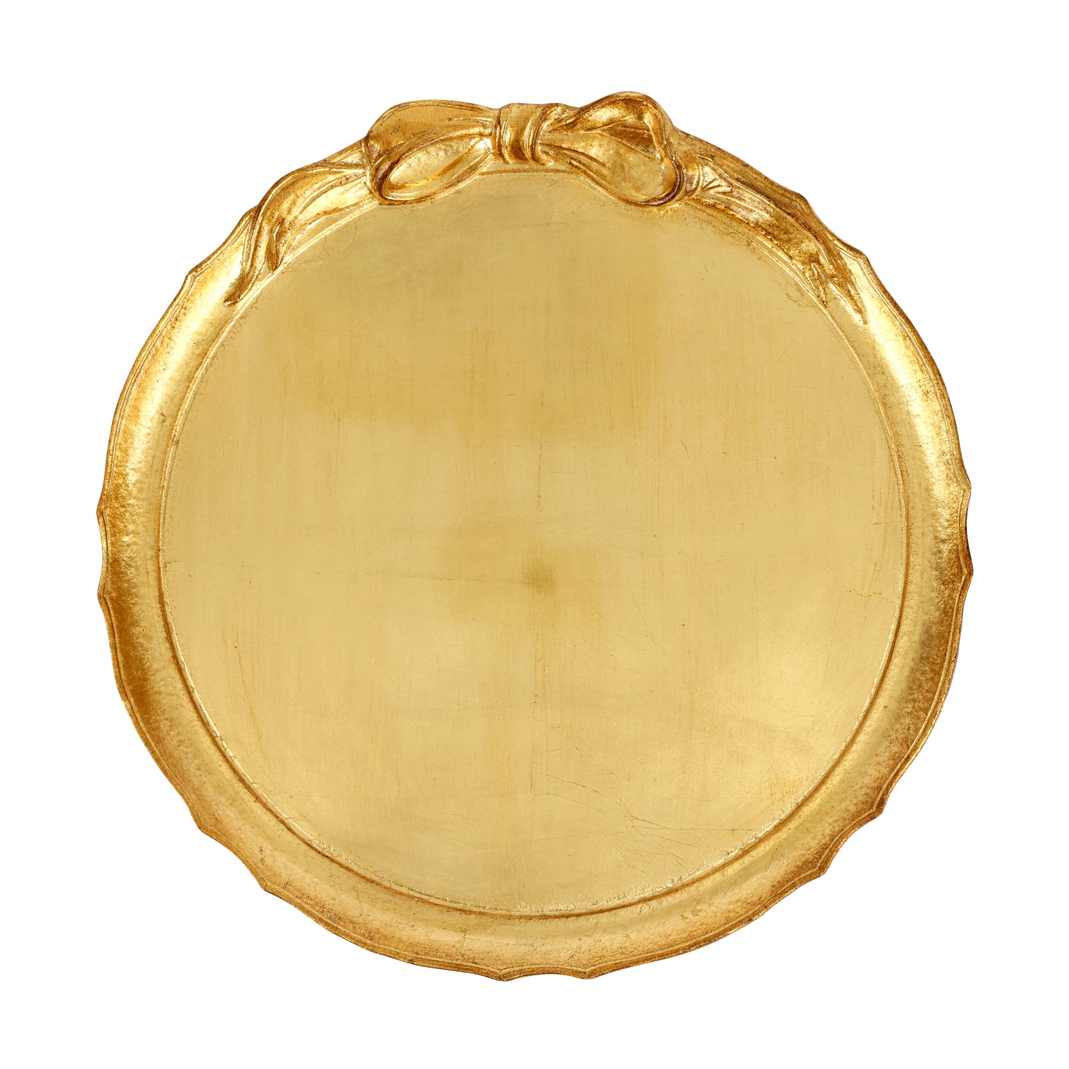 Florentine Wooden Accessories Bow Round Tray in Gold