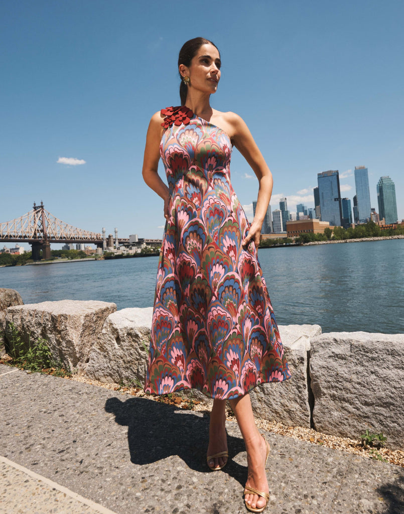 Annmarie Midi Dress in Twilight Marble