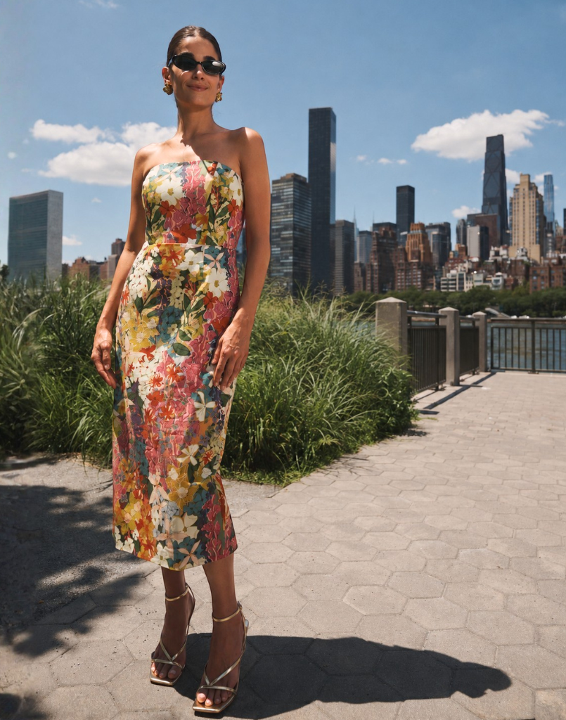 Josephine Convertible Midi Dress in Midnight Meadows