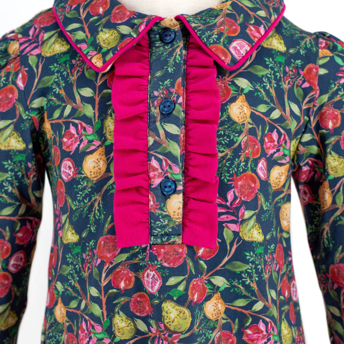 Juni Girl Shirt in Navy Pomegranate