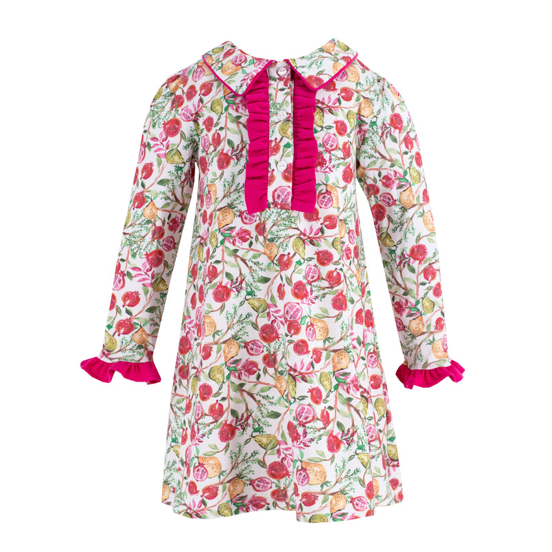 Juliette Girl Dress in White Pomegranate