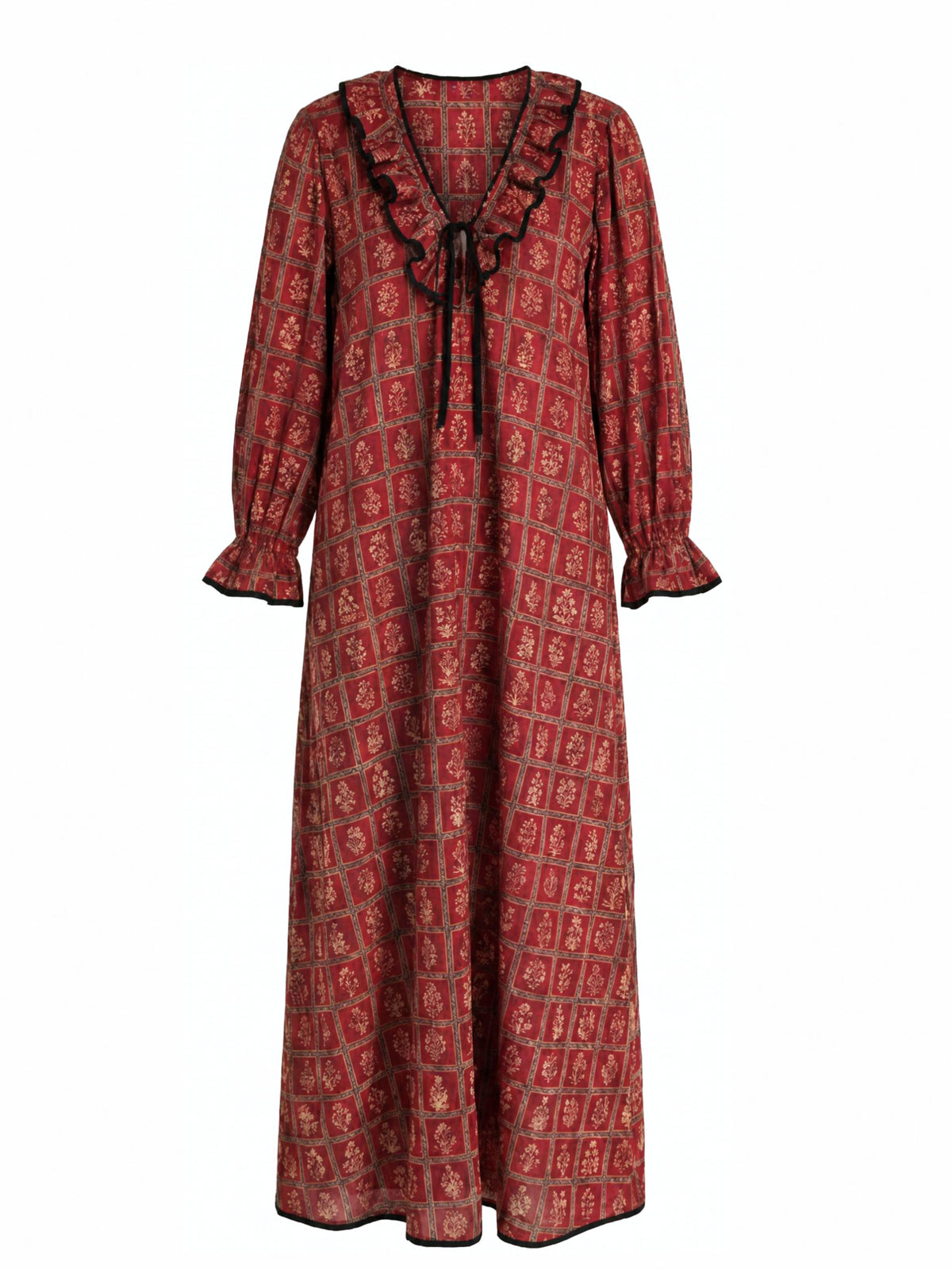 House Dress in Crimson Bloom