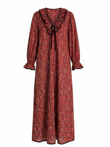 House Dress in Crimson Bloom