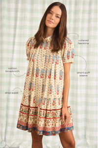 Drifter Mini Dress in Fall Floral Cream