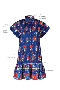 Addison Dress in Fall Floral Navy