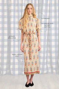 Langley Dress in Fall Floral Cream