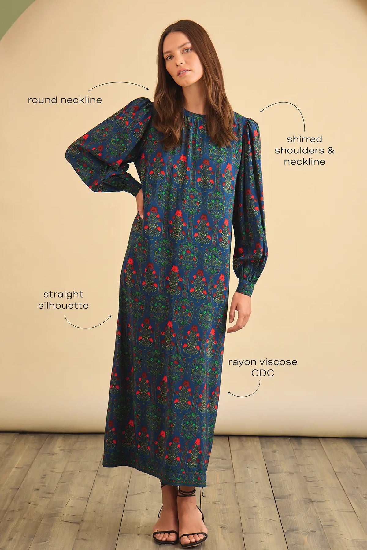 Crosby Dress in Midnight Garden