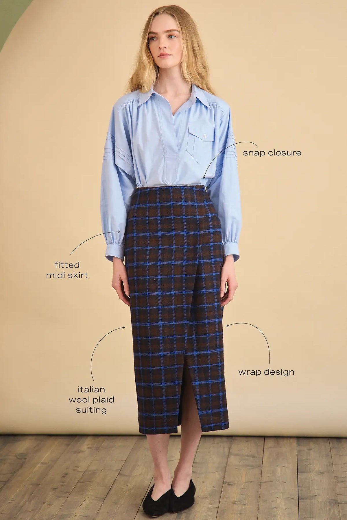 Manor Wrap Skirt in Aspen Plaid