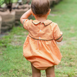 Lucas Boy Bubble in Orange Gingham