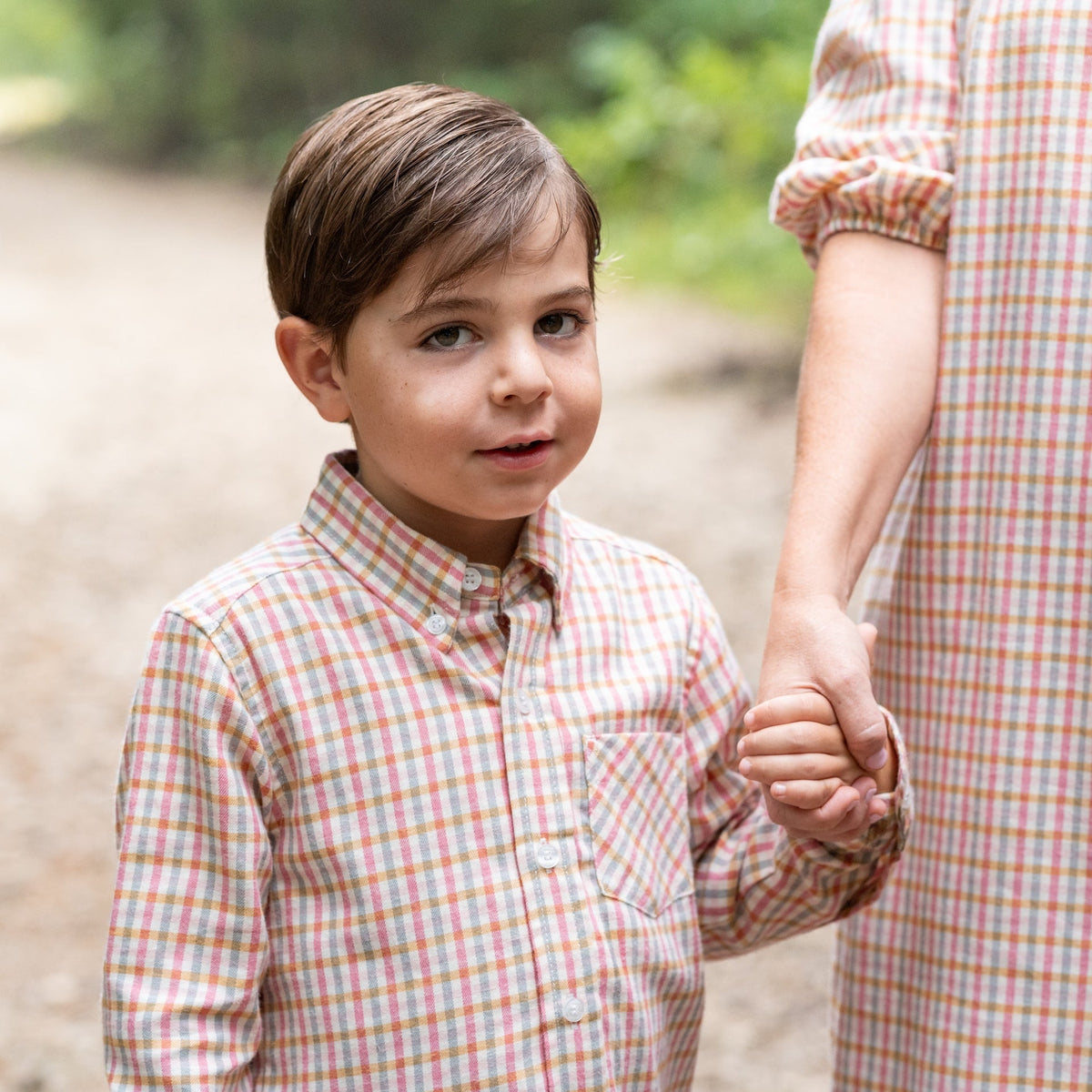 Walker Boy Button Down in Mum Gingham