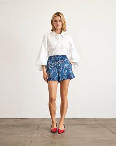 Fallon Shorts in French Blue & Cream