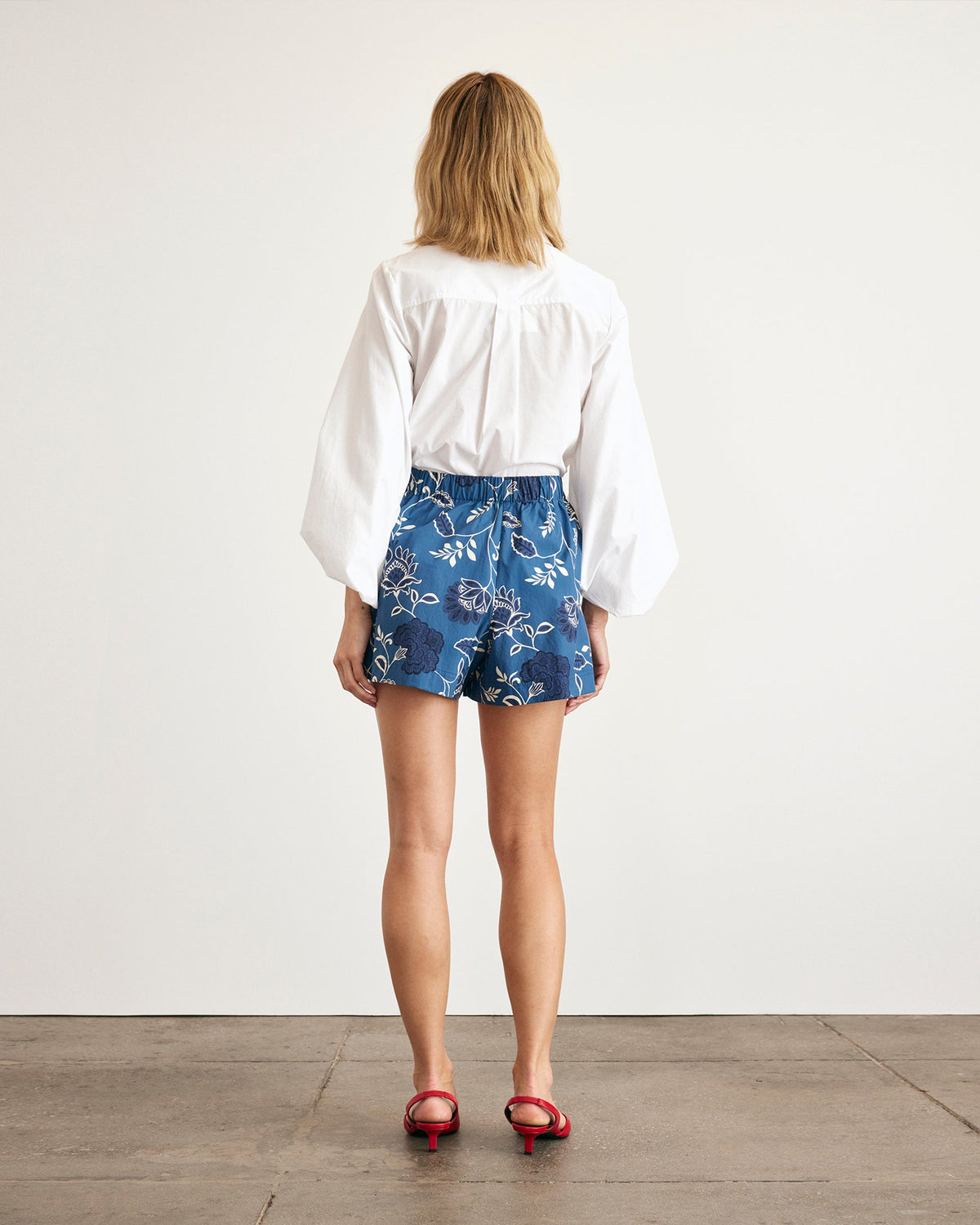 Fallon Shorts in French Blue & Cream