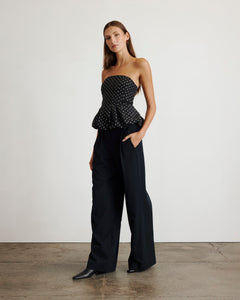 Farah Top in Black & Ivory Multi