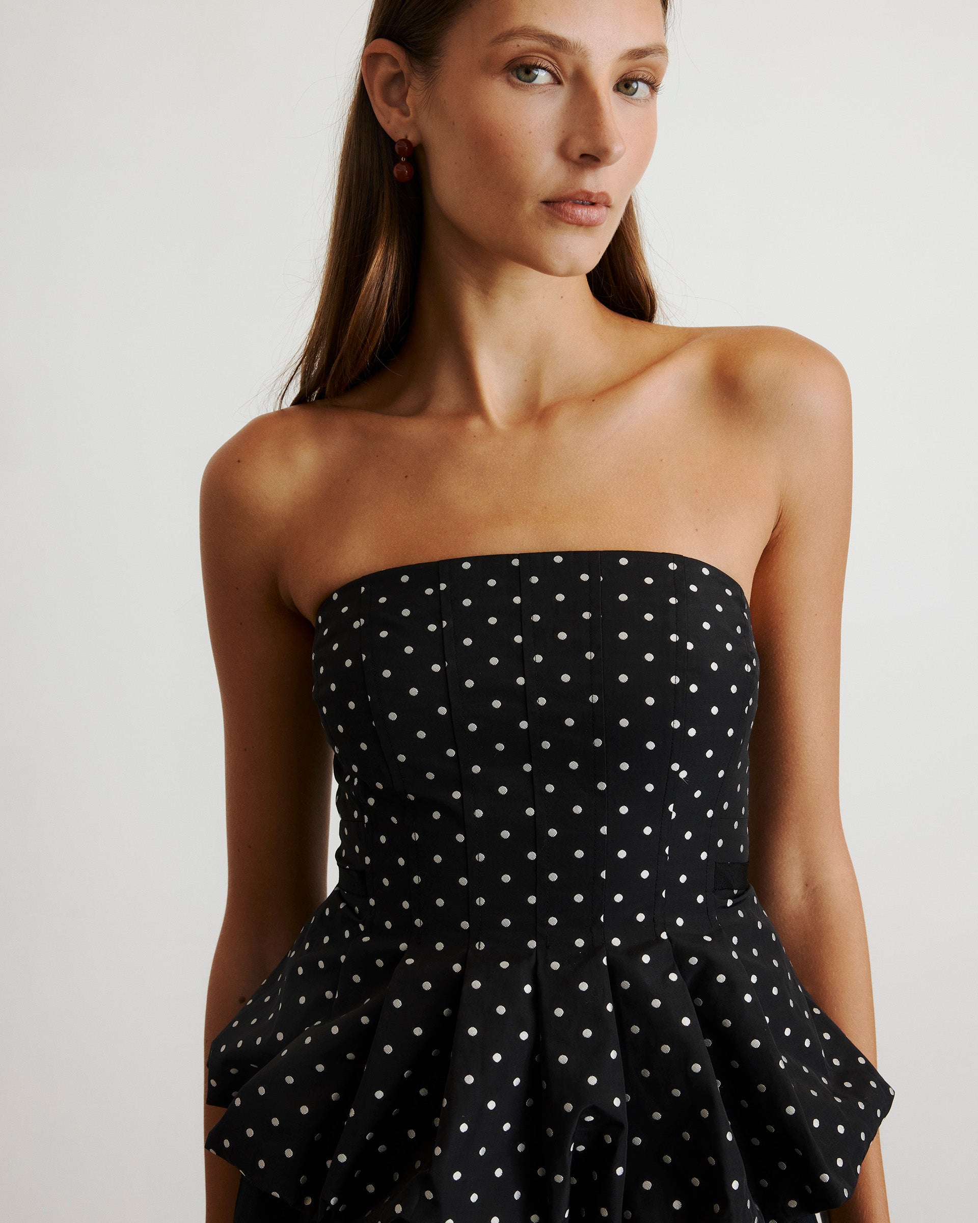 Farah Top in Black & Ivory Multi