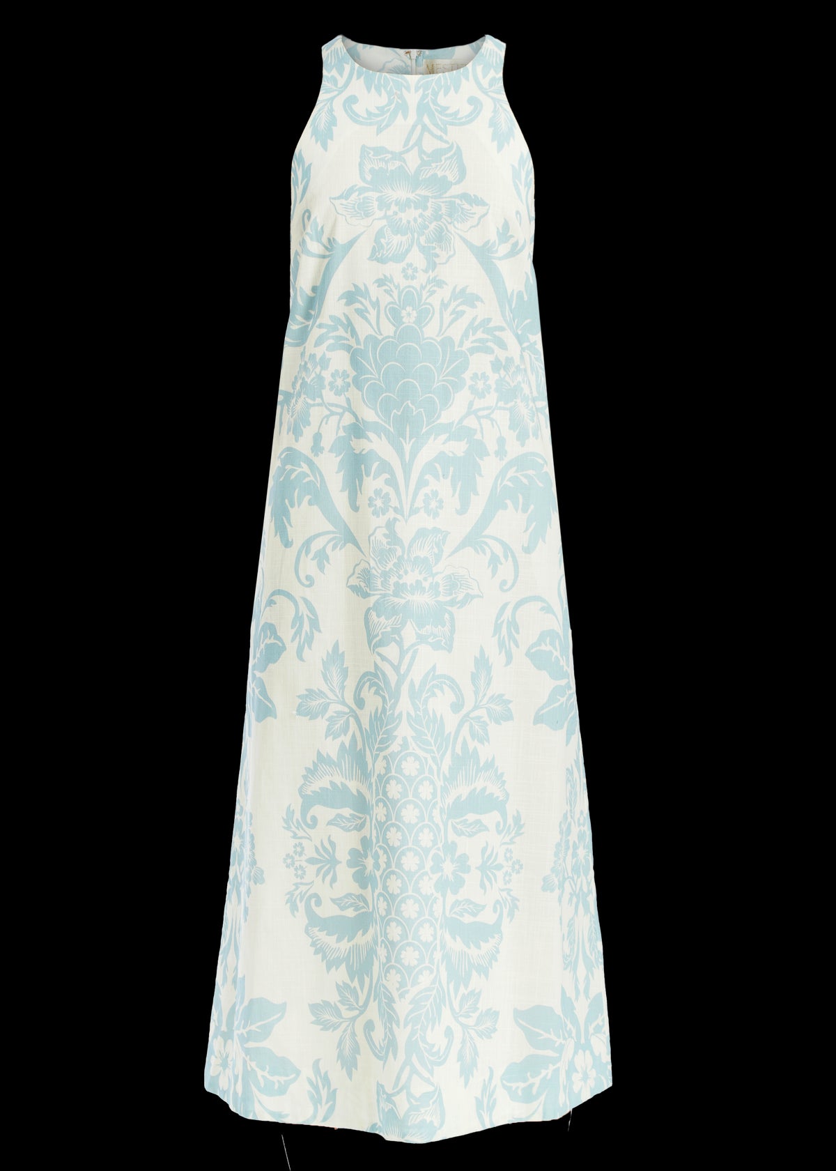 Farfalle Midi Dress in Blue & Ivory