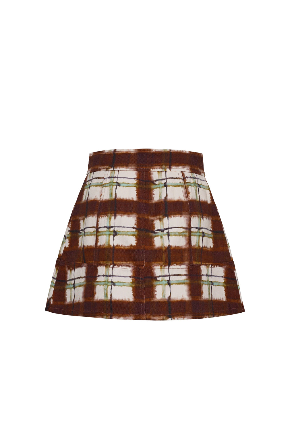 Fatima Skirt in Painted Plaid Brown