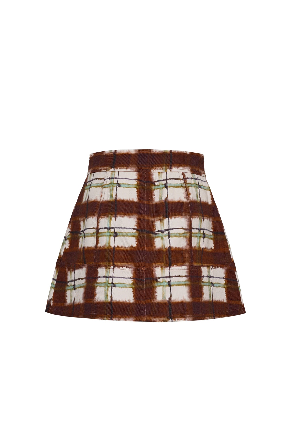 Fatima Skirt in Painted Plaid Brown
