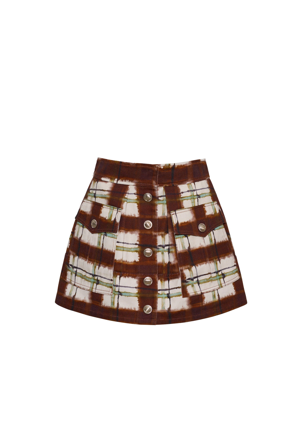 Fatima Skirt in Painted Plaid Brown