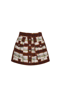 Fatima Skirt in Painted Plaid Brown