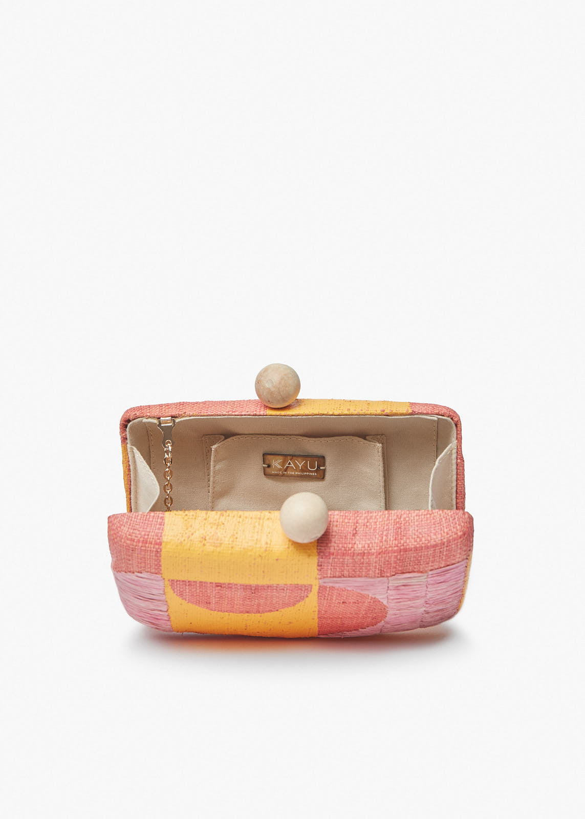 Faye Embroidered Straw Clutch Bag in Pink Multi