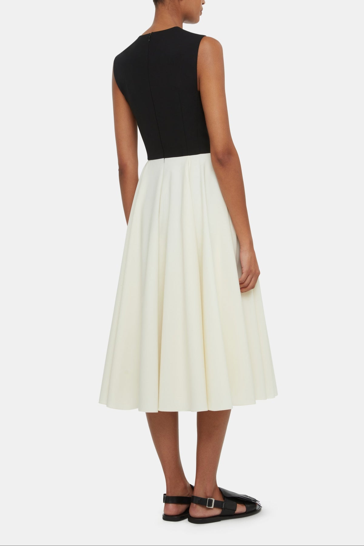 Federica Dress In Black & Ivory Summer Wool