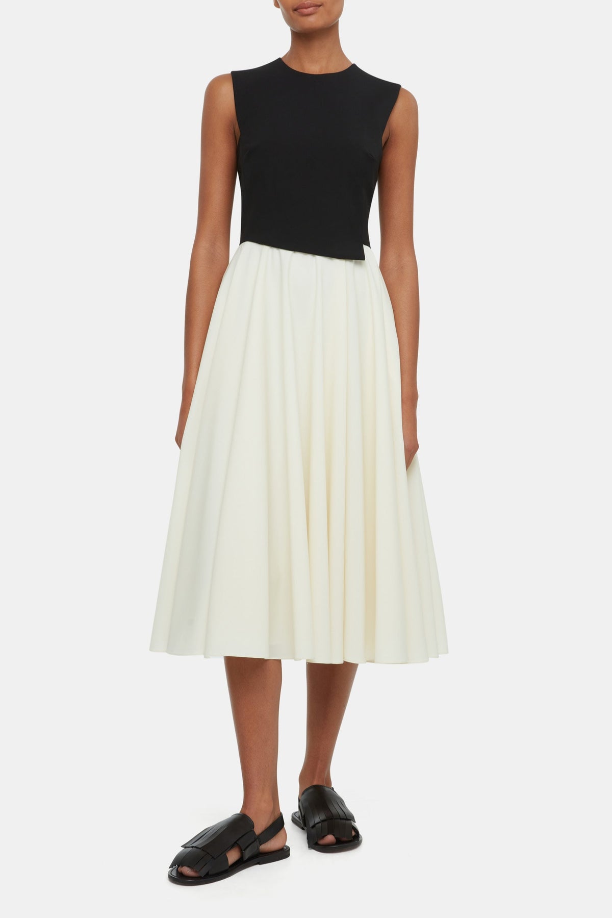 Federica Dress In Black & Ivory Summer Wool