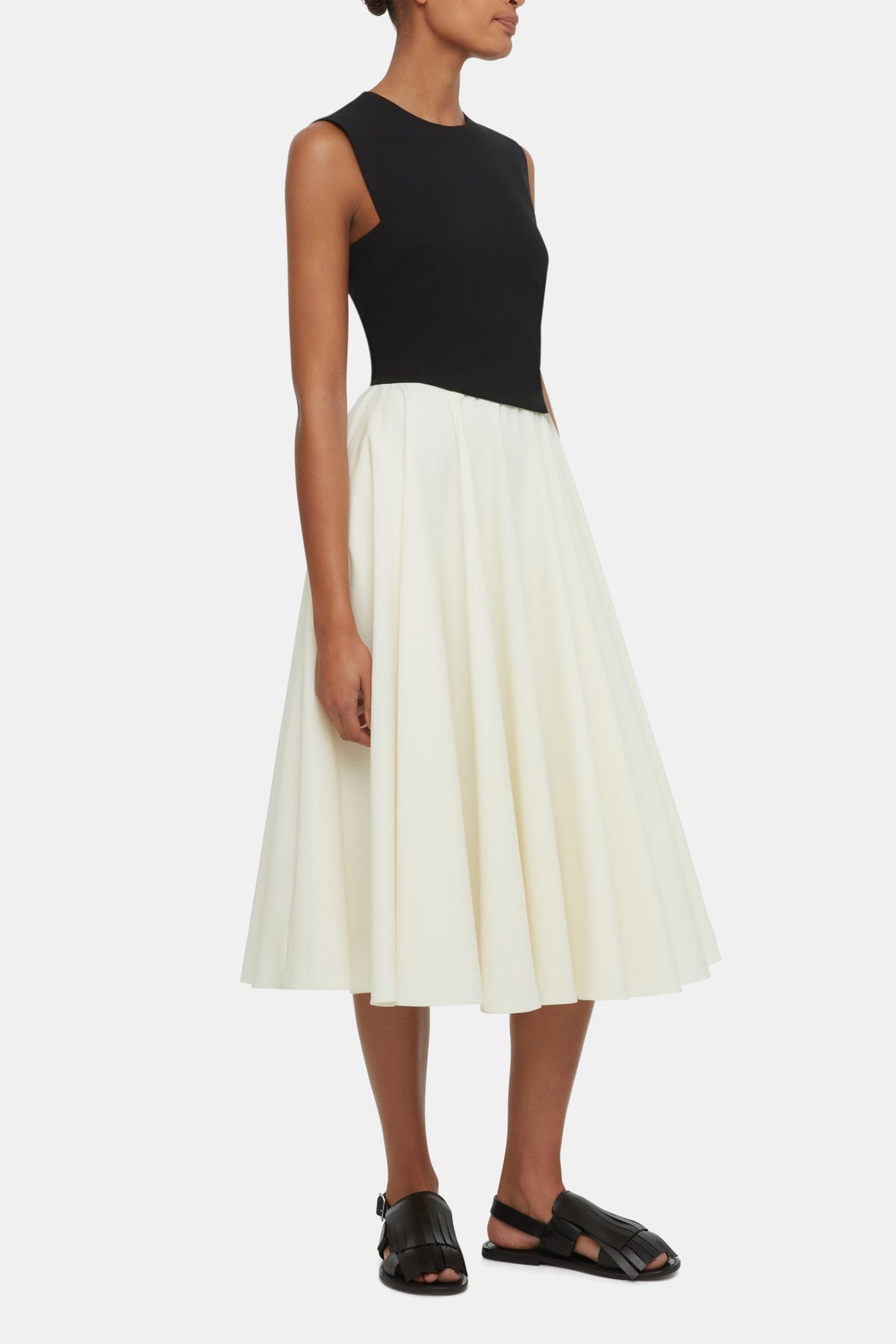 Federica Dress In Black & Ivory Summer Wool