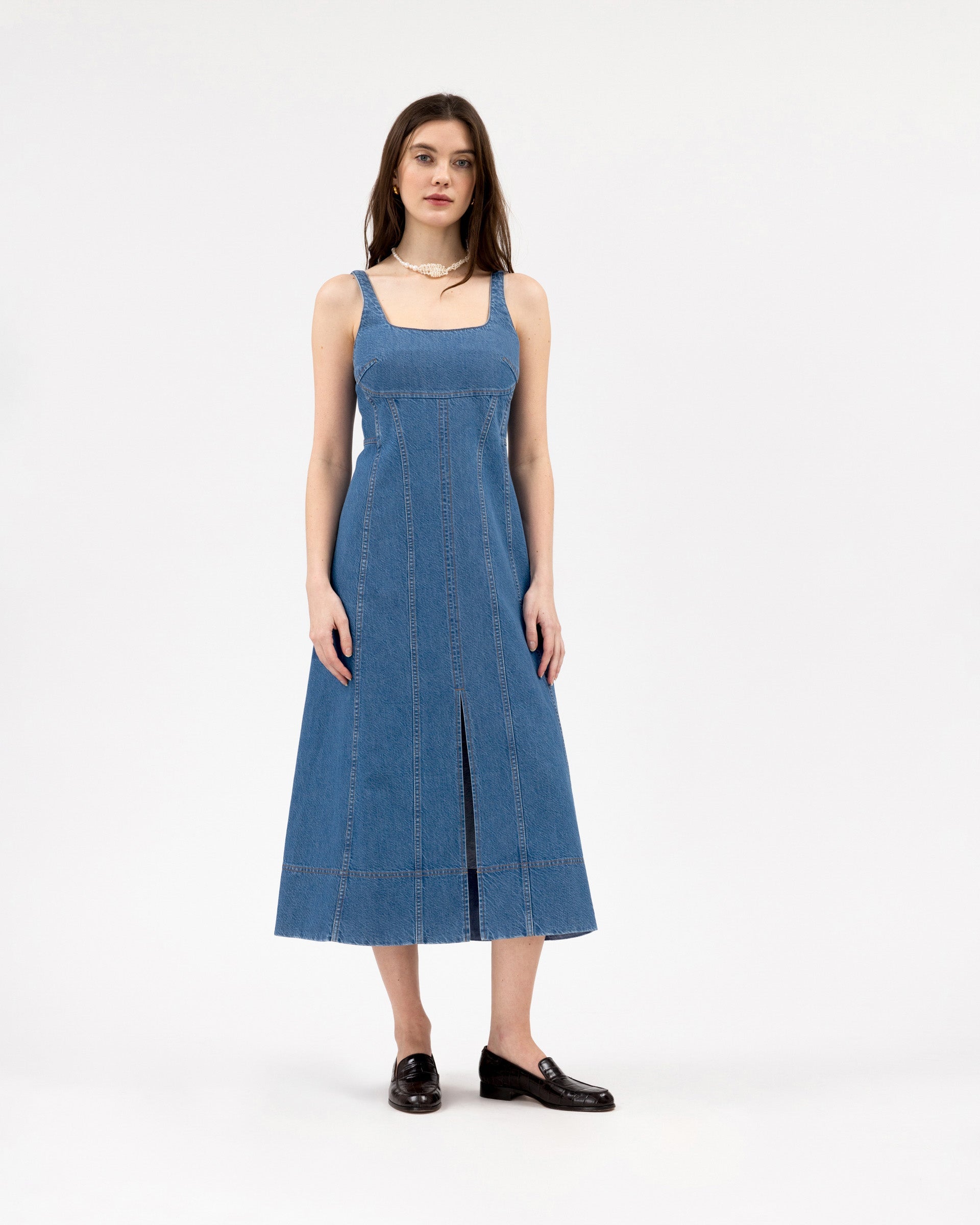 Felicity Dress in Medium Indigo Blue