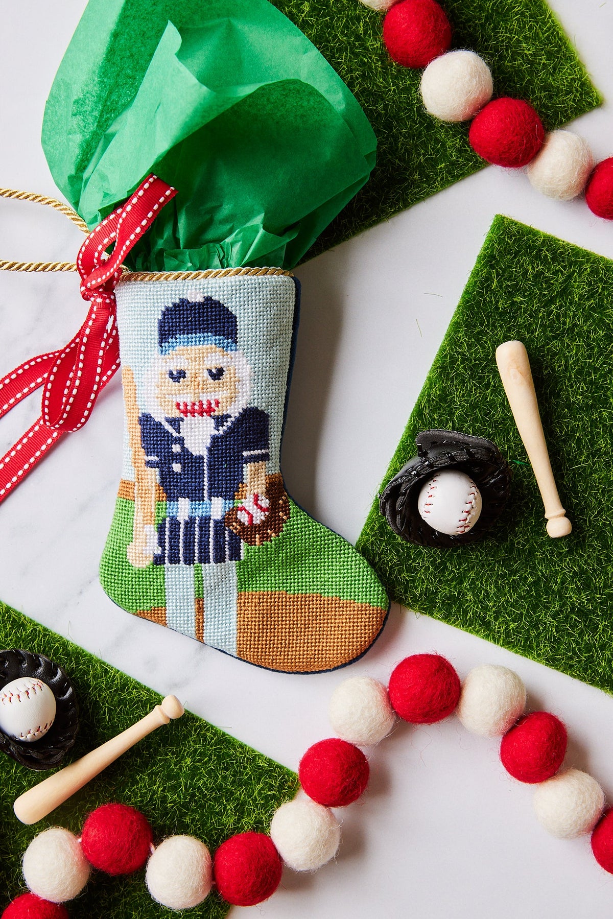 Festive Fastball Nutcracker in Baseball