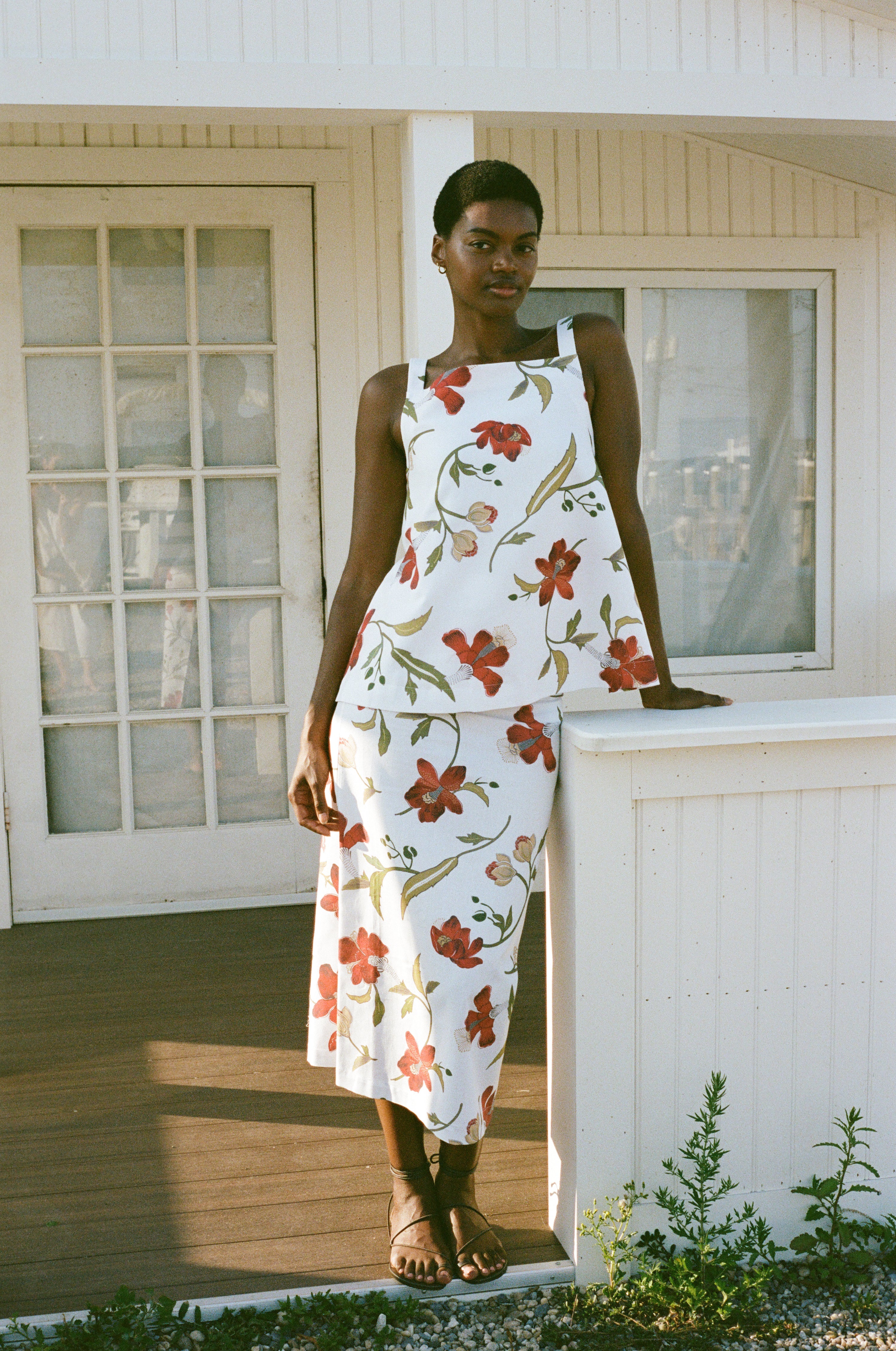 Pencil Skirt in Red Hibiscus | Over The Moon