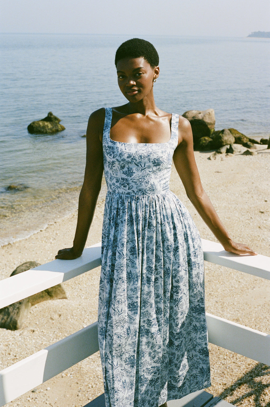 Scoop Neck Dress in Blue Flora M