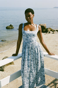 Scoop Neck Dress in Blue Flora