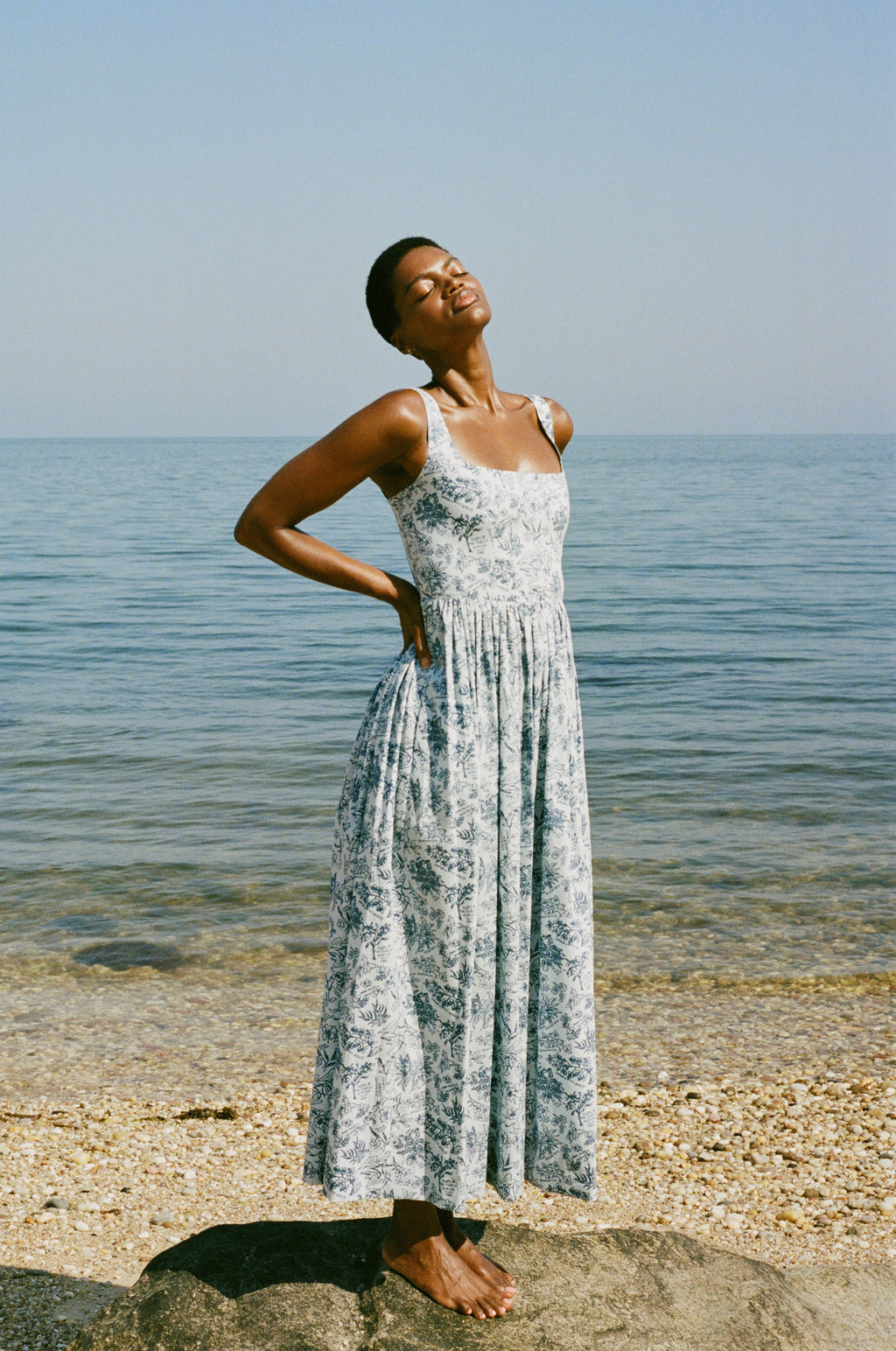 Scoop Neck Dress in Blue Flora