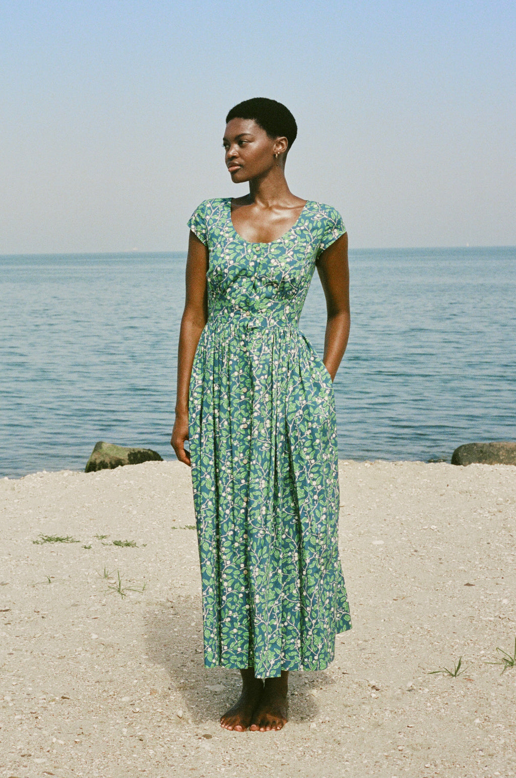 Mary Dress in Dark Blue Limes