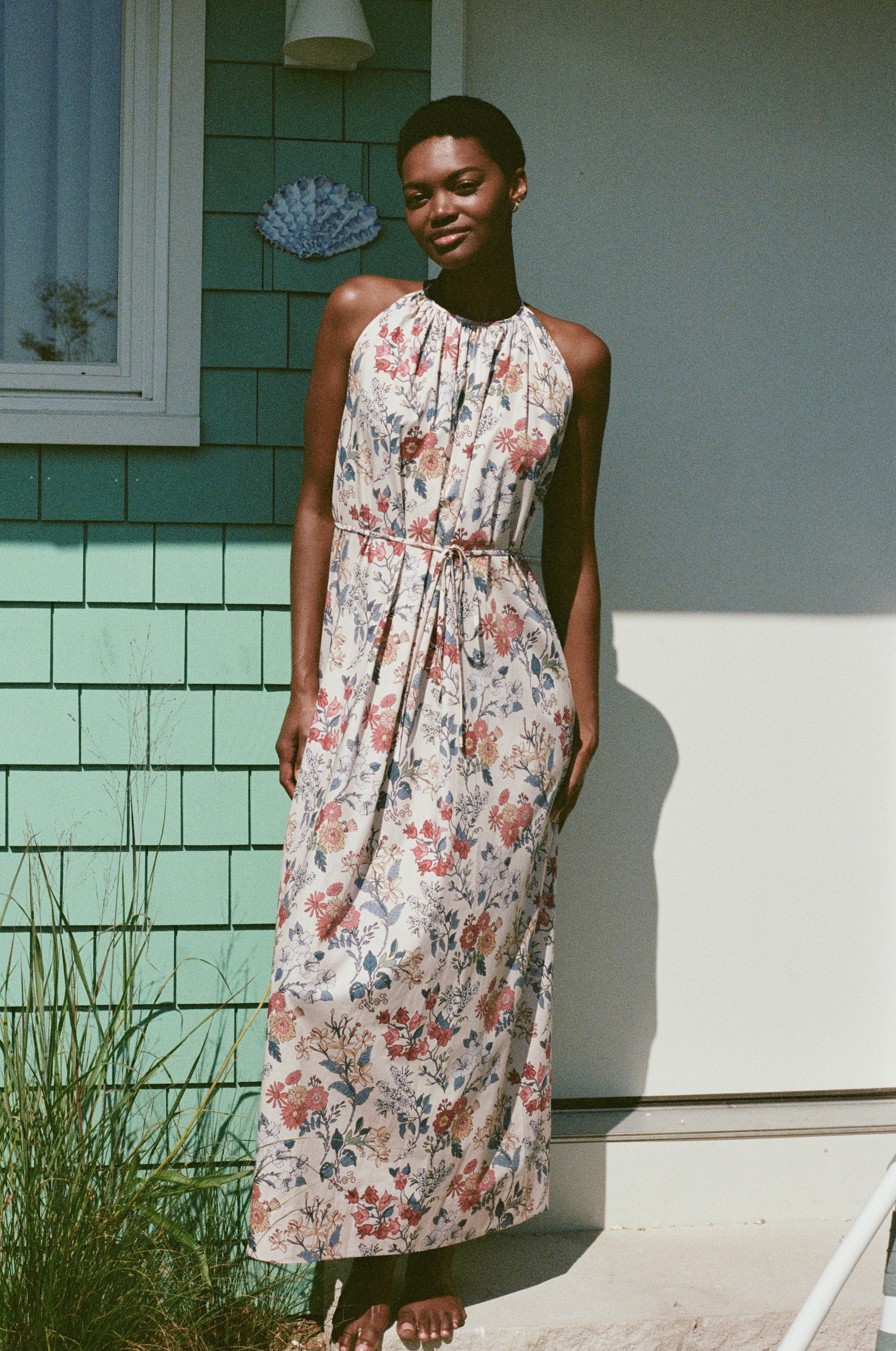 Halter Dress in Antique Floral