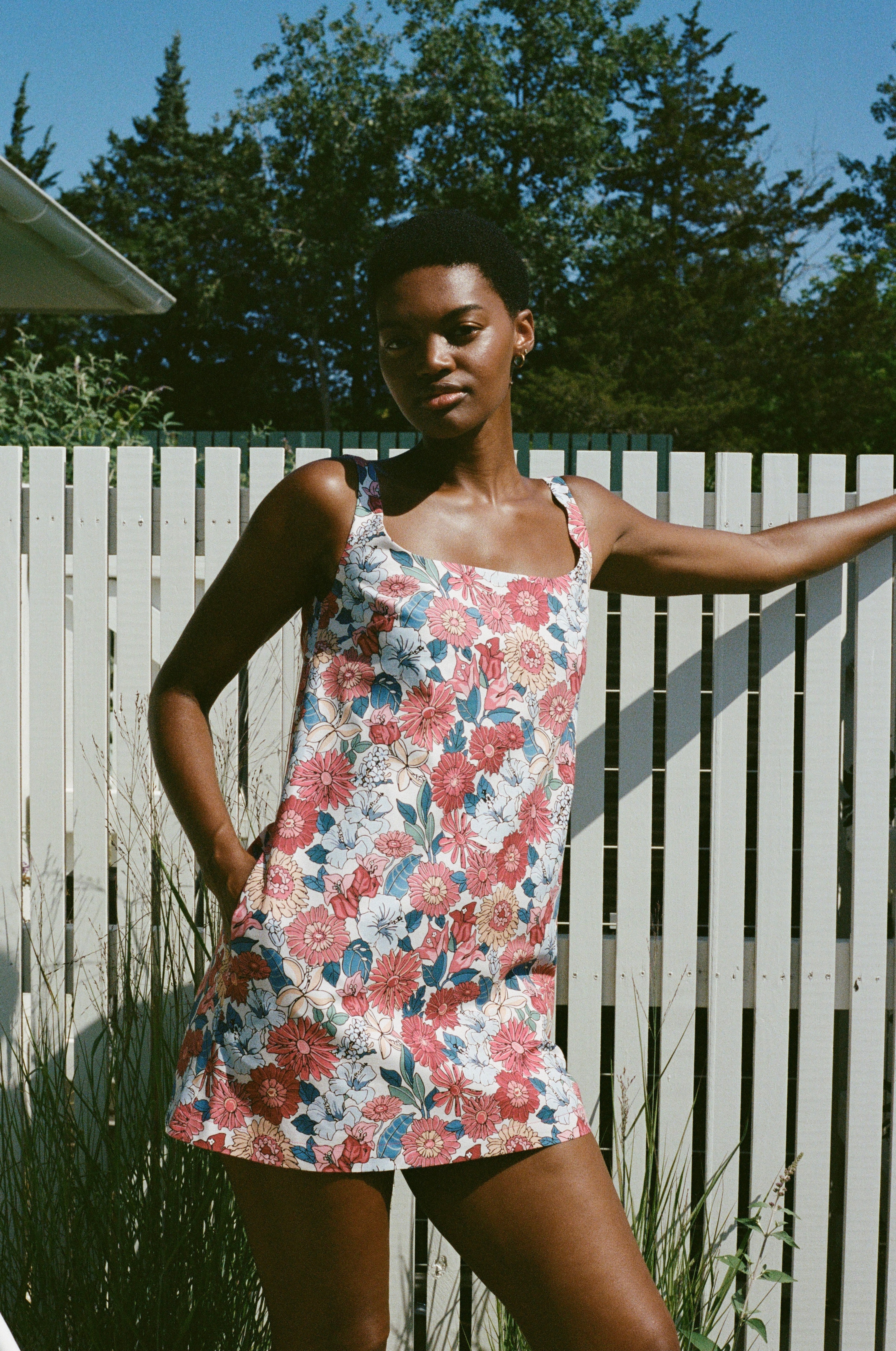 Cappie Mini Dress in Antique Flower Heads