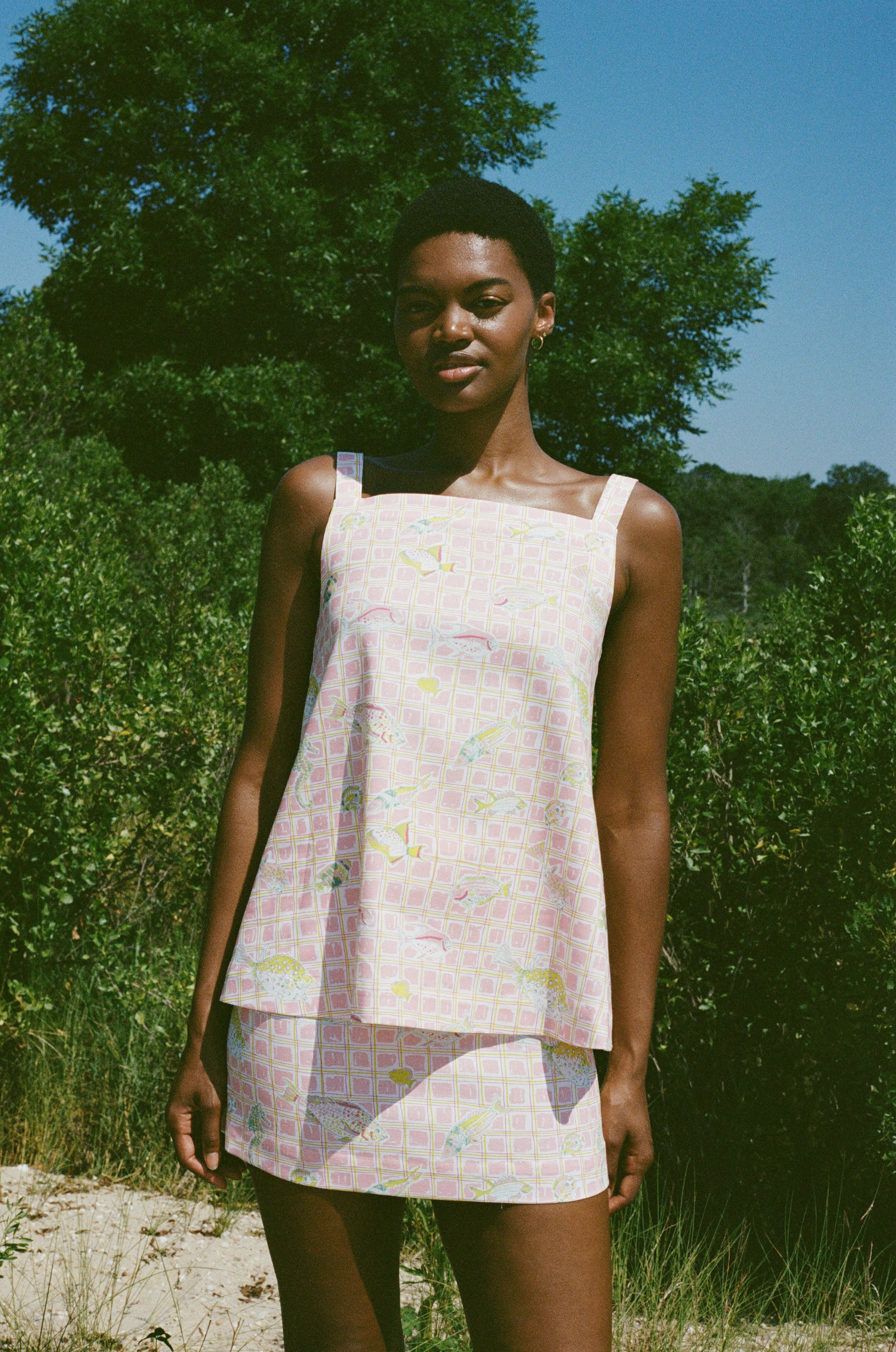 A-Line Top in Pink Fishing Net