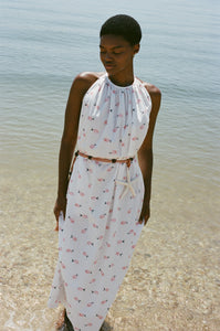 Halter Dress in Vintage Pink Fish